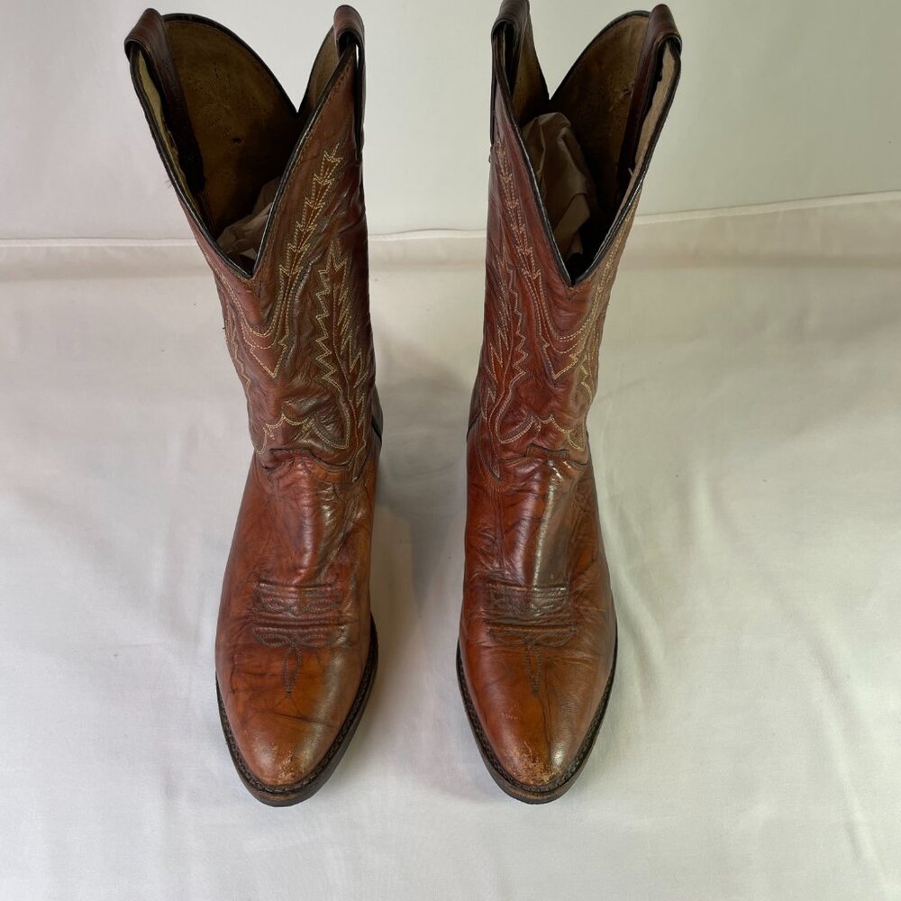 Abilene Men's Size 9D Cowboy Western Boots Brown Leather Vibram Sole - Picture 3 of 16